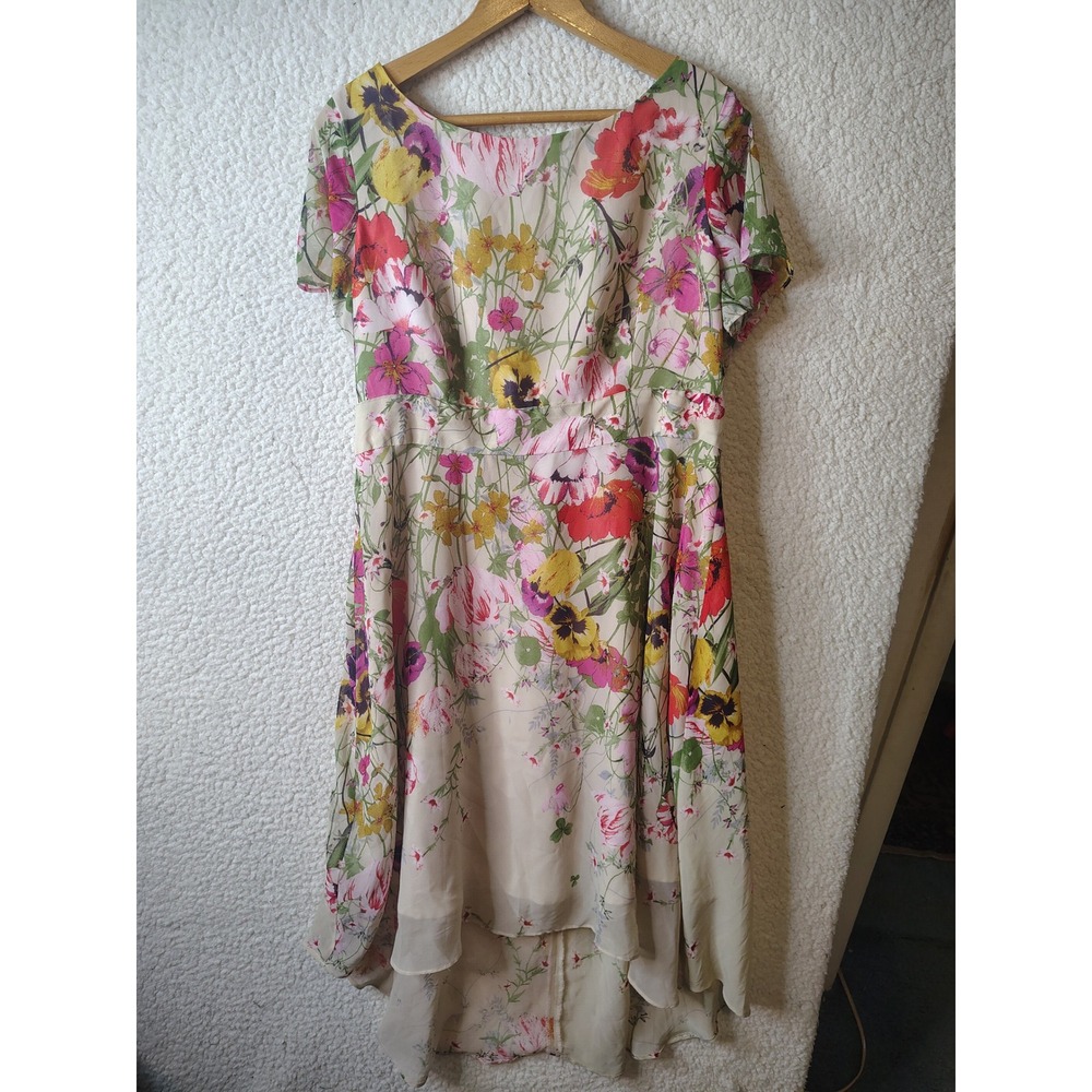 NorthStyle Womens Floral Chiffon High-Low Dress Garden Print Size 14